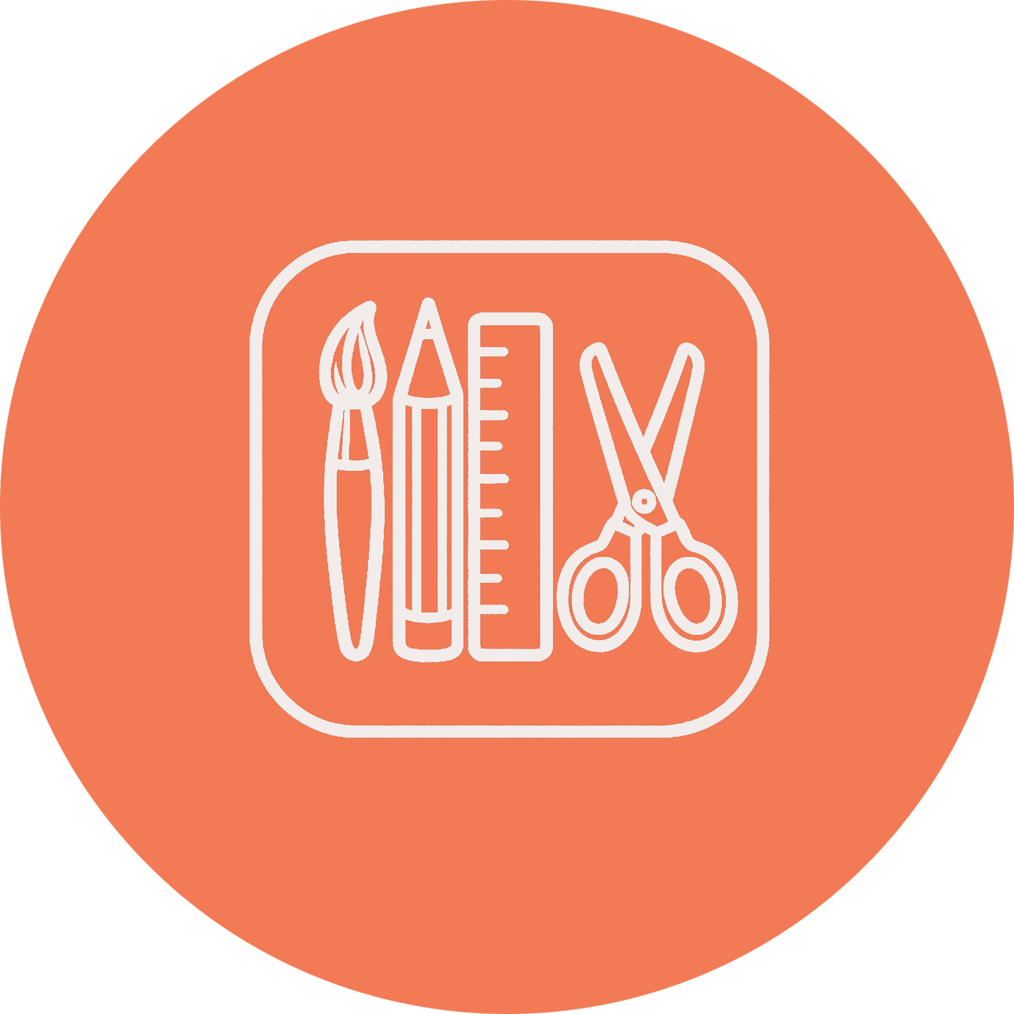 Art tools icon with brush, pencil, ruler.